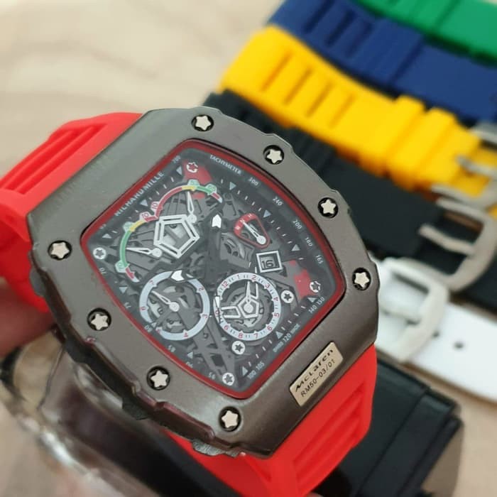 JAM TANGAN WANITA RM RUBBER ORIGINAL CHRONO VARIASI FREE RUBBER ANALOG CEWEK ADA 5 WARNA