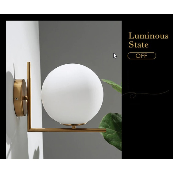 Nordic Lampu Hias Dinding Model Antik Bola kaca 220V untuk Koridor &amp; Kamar Tidur frame besi antik vintage wall Nordic glass ball lamp Modern Led Light Gold Glass Ball Wall Lamp Living Room Bathroom Bedroom Bedside Entrance Porch Indoor Lighting Decoration