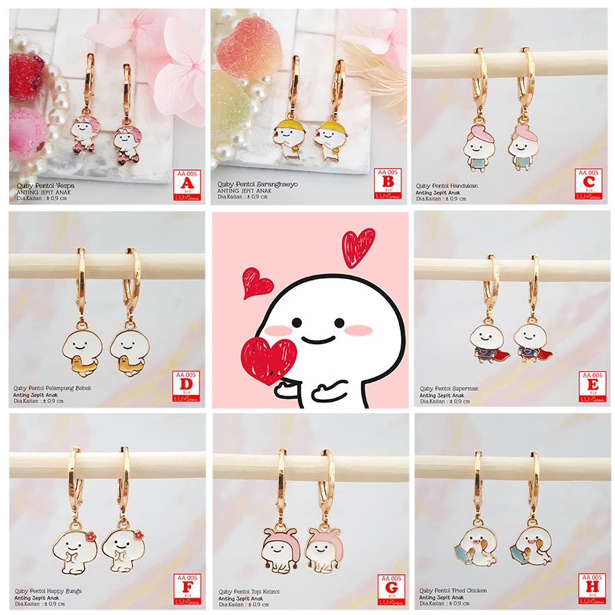 AA 005 Anting Anak Lucu Anting Quby Pentol Perhiasan Emas Imitasi Anting Bayi Anak Balita Anting Model Ice Cream Model Hamburger Luxx Xuping