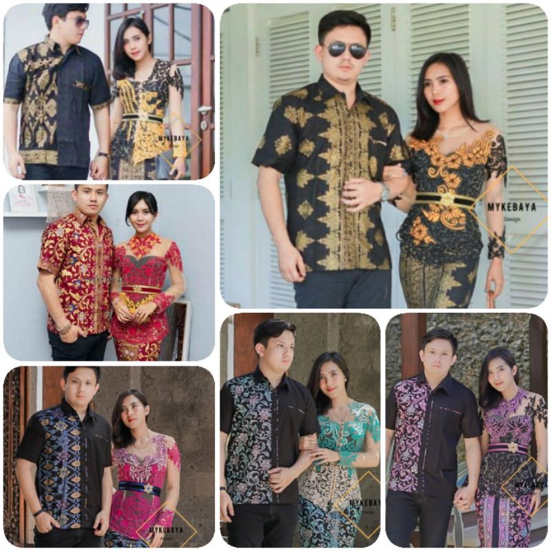 COUPLE Kebaya lengan panjang rok Katun prada bali muslim
