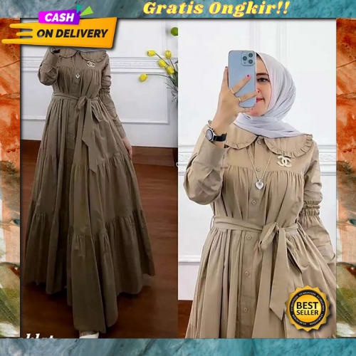 Gamis Cewek Elegan Kekinian Import Gsmis Cwek Casual Syar`I 2022 Viral Baju Gmes Wnita Impor Fashion