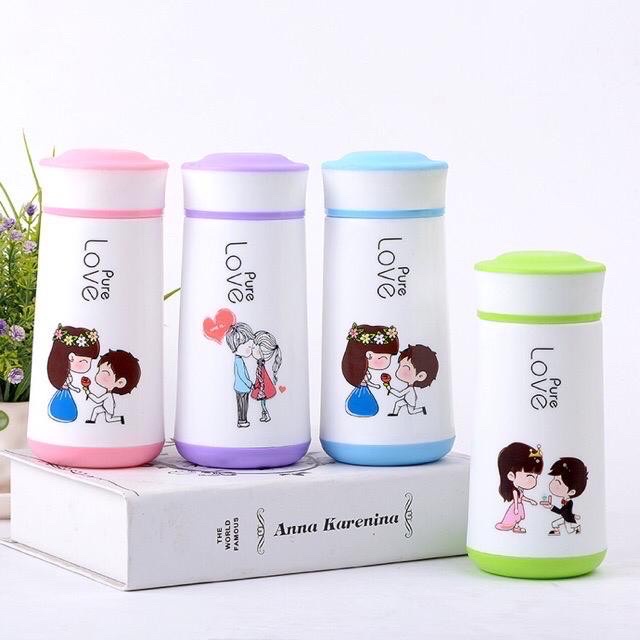 Botol Minum Gelas Kaca Vacuum Flask Botol Aestetic 400ML