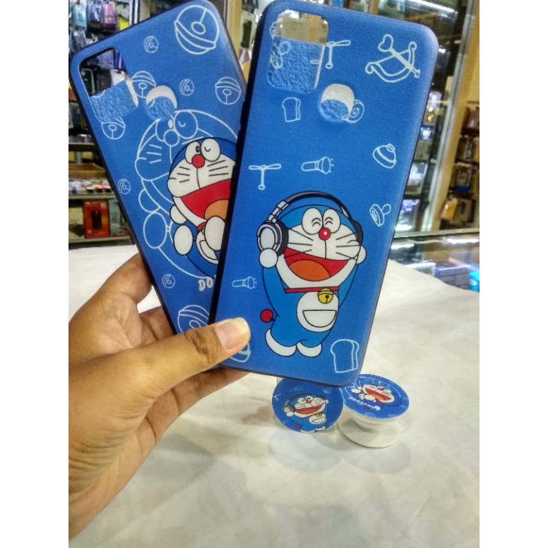 CASE MOTIF+POP SOCKET DORAEMON INFINIX SMART 5
