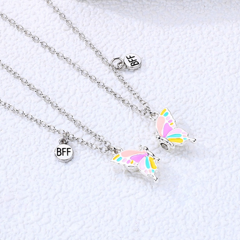 2pcs / Set Kalung Magnet Butterfly BFF Untuk Pria Dan Wanita