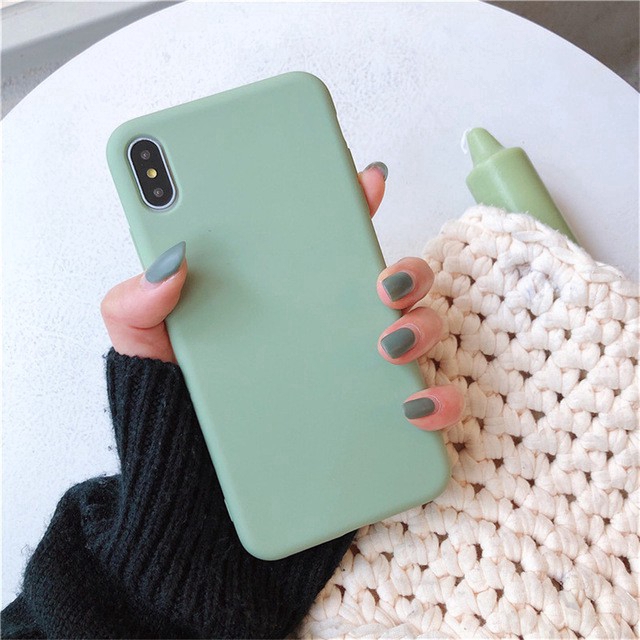 Casing Soft Case iPhone 6 / 6S / 6sp / 7 / 8 / 7P / 8P / x Desain Macaron Warna Polos