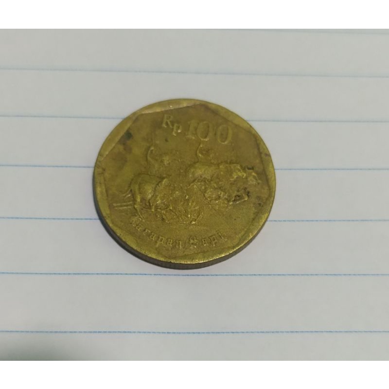 Uang koin 100 rupiah jadul kuno antik karapan sapi tahun 1996. Limited Edition