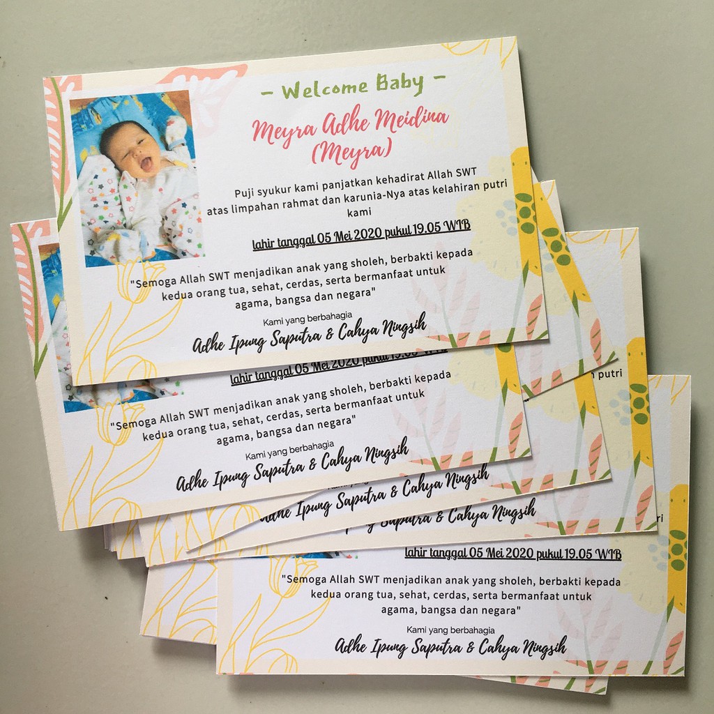 

(FREE DESAIN) Kartu nama Aqiqah Bayi / Greeting card / Gift Card Custom No minimal Order