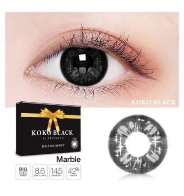 SOFTLENS KOKO BLACK BY X2 FREE LENSCASE / SOFLENS / SOFTLEN