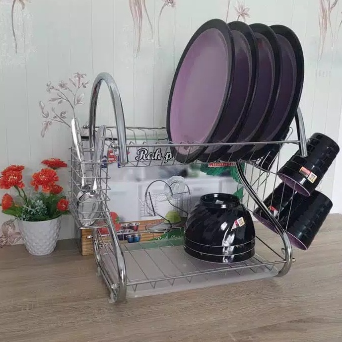 RAK PIRING STAINLESS MINIMALIST 2 SUSUN TINGKAT / RAK PIRING STAINLESS GSF / RAK PIRING MINIMALIS STAINLESS STEEL GSF 3340 / GSF G 3340 / GSF G-3340