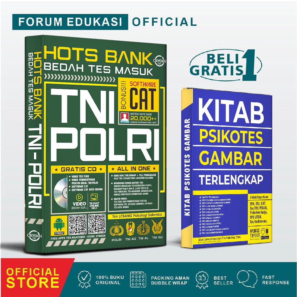 HOST BANK SOAL TES MASUK TNI POLRI  BONUS BUKU PSIKOTES GAMBAR DIJAMIN