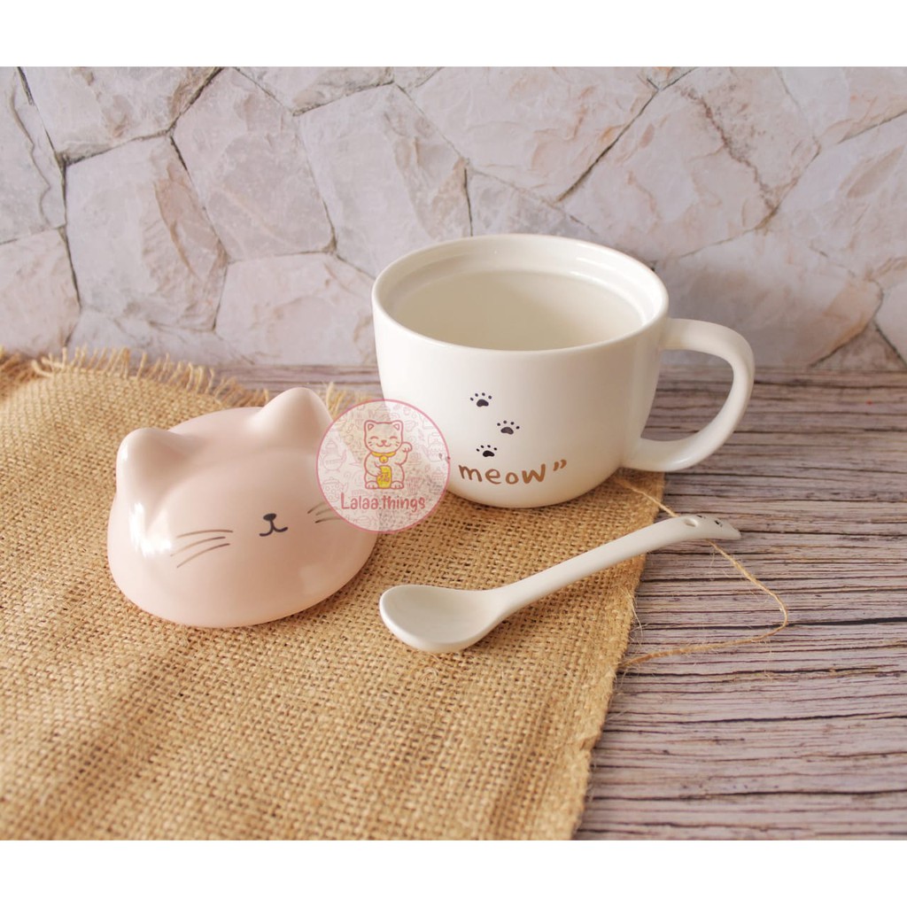 Cangkir Gelas Tutup Telinga Kucing | Gelas Porcelain | Gelas Lucu Unik | Mug Lucu| Gelas Import