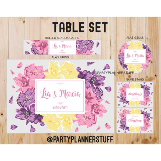 Table set bridal shower aksesoris table decor birthday perlengkapan table set bridal shower party