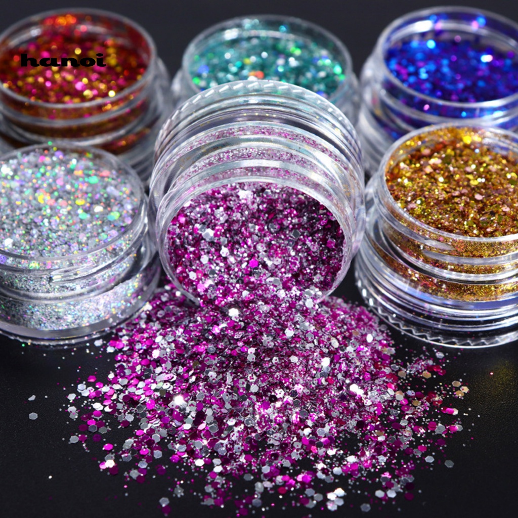 Han_ 1 Set Bubuk Sequin Glitter Dekorasi Nail Art / Manicure