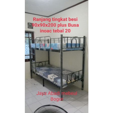Ranjang Tingkat besi pipa besar 90x90x200 plus busa inoac tebal 20(busa 5 thn garansi)