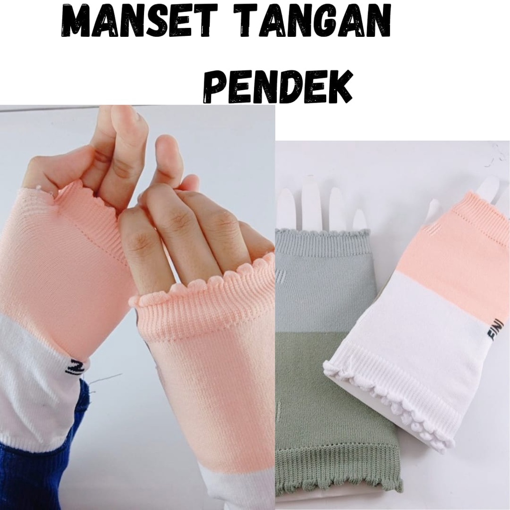 Handsock Manset Tangan Wanita Pendek Kaos Manset Tangan Pendek Bolak Balik manset Polos 2 in 1 Murah