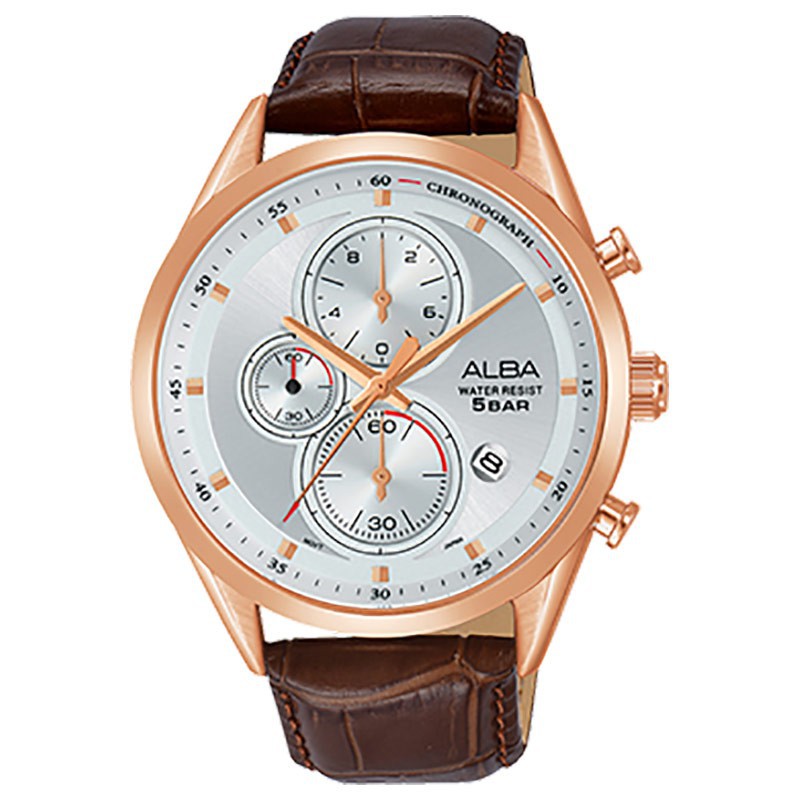 Alba Quartz AM3430X1 Chronograph Leather - Jam Tangan Pria AM3430