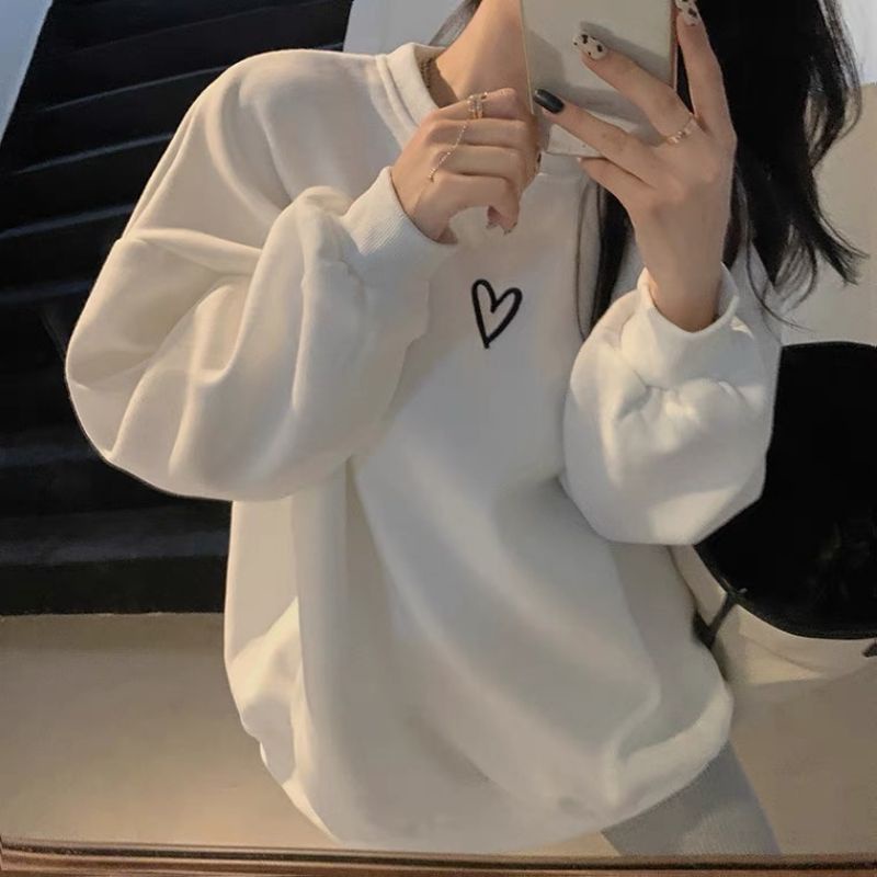 S - XXXXXL(6XL) Sweater LOVE Heart Sarange Simple Cute Crewneck Bigsize Jumbo Oversize Korean Harajuku Ulzzang Style Sweatshirt Minimalist Jaketin.Aja