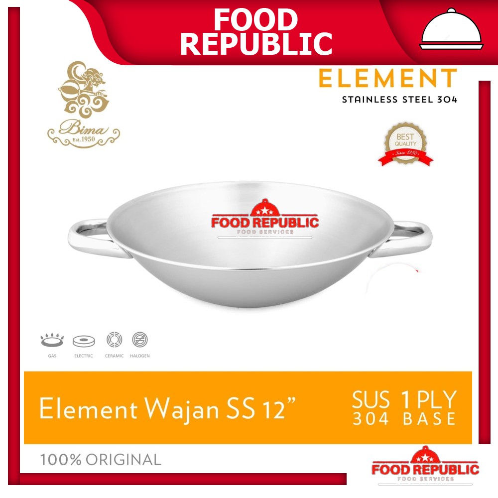 BIMA ELEMENT WAJAN STAINLESS STEEL 30 CM STAINLESS SUS 304 1202 PANCI