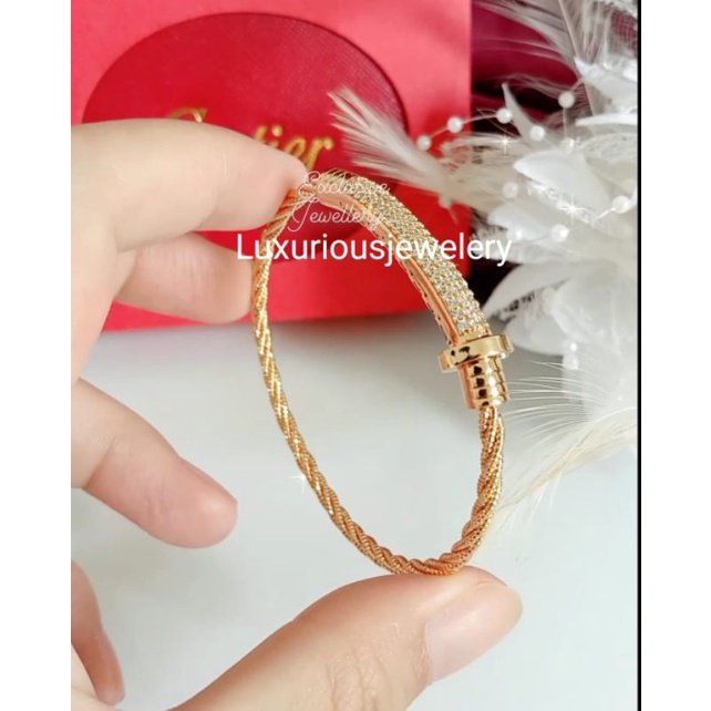 Gelang bangle Rhodium mewah dan elegant