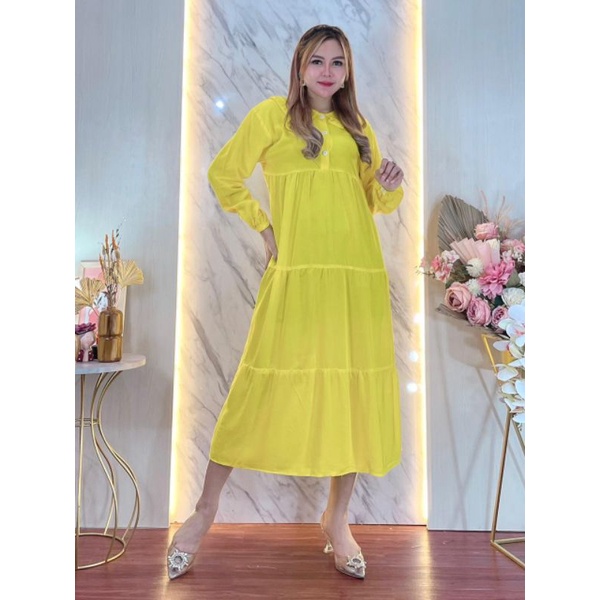 MIDI DRES SUSUN KANCING HOMEDRESS