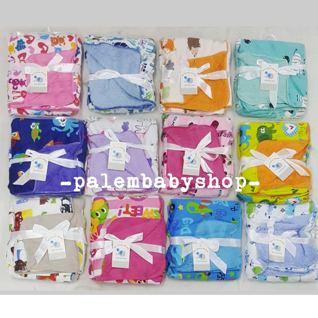 Selimut Bayi Bulu Halus double fleece motif menarik termurah 8323