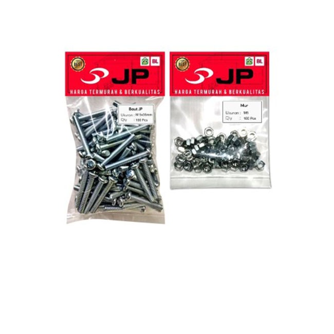 PAKET 2 SET BAUT MUR 5x35 BAUT JP M 5 x 35 MM MUR M5 SKRUP ISI 100 PCS