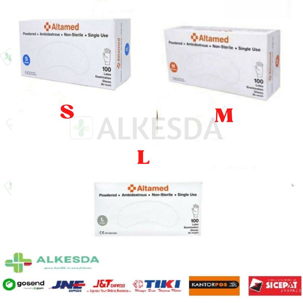 Sarung Tangan Latex Altamed - Sarung Tangan Medis isi 100pcs/box
