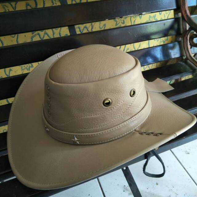 Topi kulit/topi koboy kulit/topi laken asli kulit