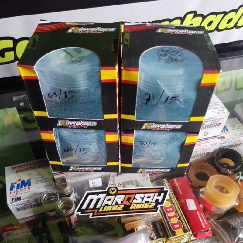 Piston kit Kawahara Piston kawahara pin 15 66 67 68 69 70 71 72 pen 15  set ring piston dan pen seher marqsah racing-2