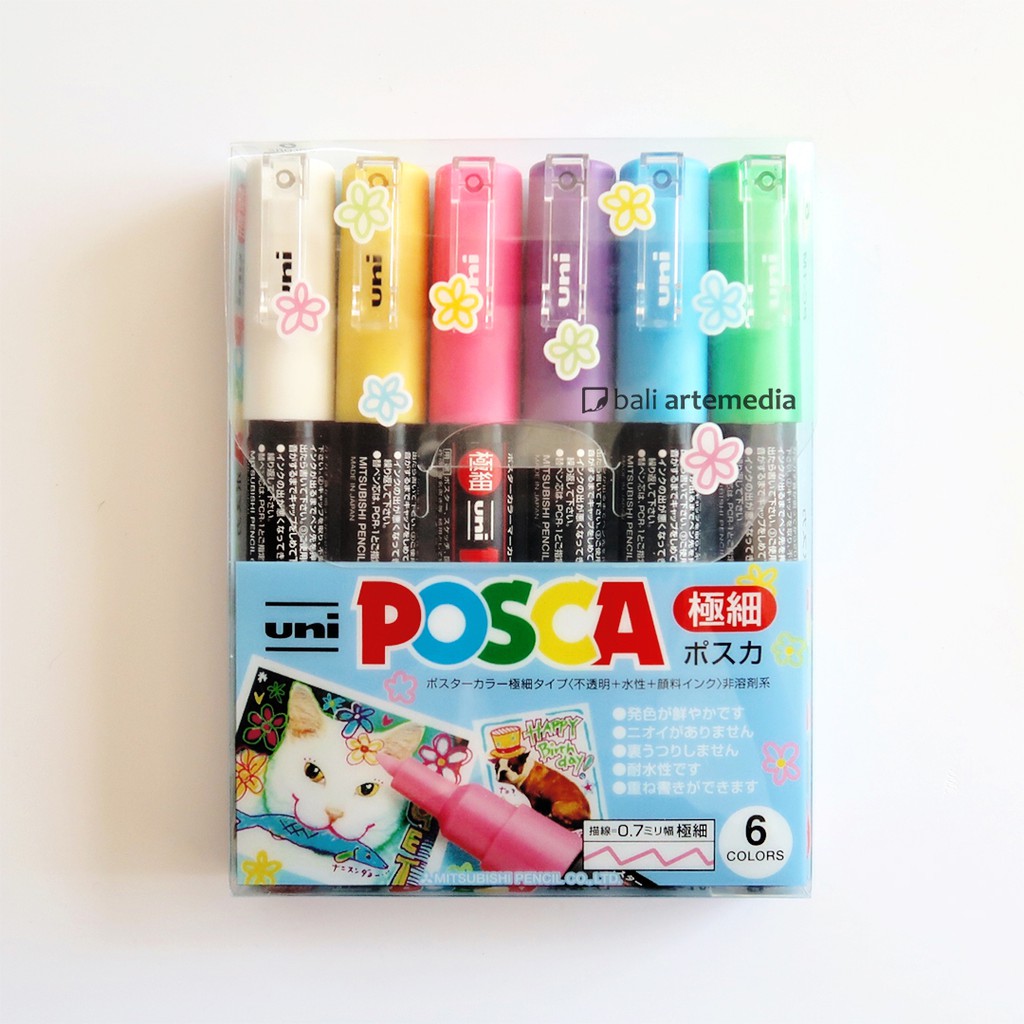 Uni Posca Marker - PC-1M Extra Fine Point 6 Color Set