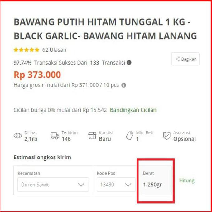 

Herbal877D8Rs-1 Bawang Putih Hitam Tunggal 1 Kg -Black Garlic- Bawang Hitam Lanang