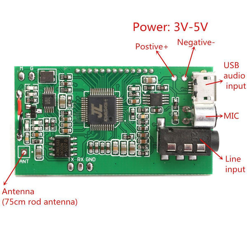 DSP PLL 87-108mhz Digital Microphone Stereo FM Transmitter Module Board