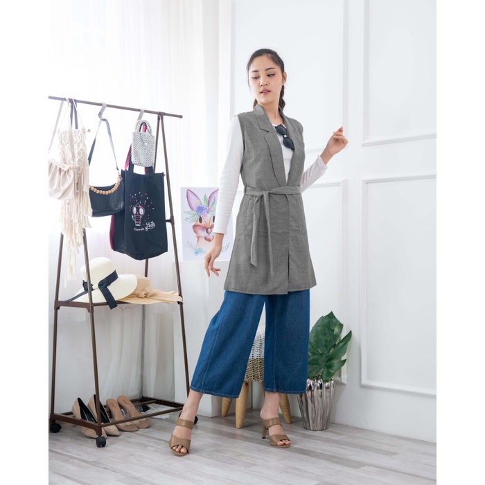 Vest Wanita Jumbo Blazer Crop Panjang Ceruty Halus Outer Wanita Panjang Motif Murah Kekinian C9P3 Ta
