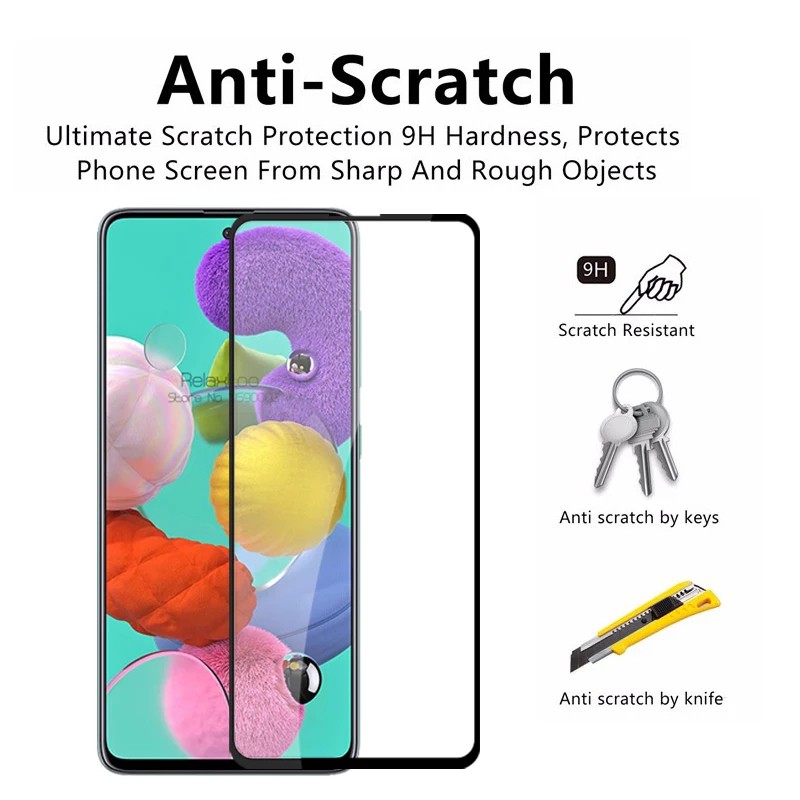 Tempered Glass Samsung A51 Pelindung Layar Full Cover Hp Samsung Galaxy A51