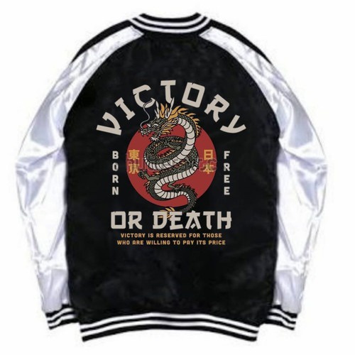 Jaket Sukajan Baseball Victory Or Death / Jaket Sukajan Jepang Cosplay Pria Wanita-Naga Born Free