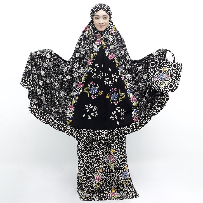 [Bisa COD] Mukena Jumbo BATIK CAP Warna Hitam Pekalongan