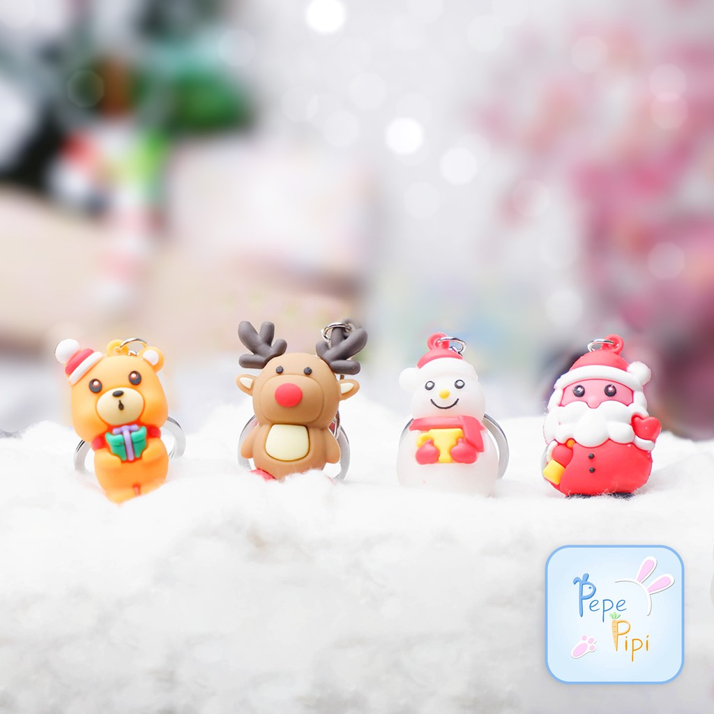 Gantungan Kunci Garland Series Natal Christmas Ganci Keychain Santa Rusa Sowman Bear Krans Garland Chrismast Wreath