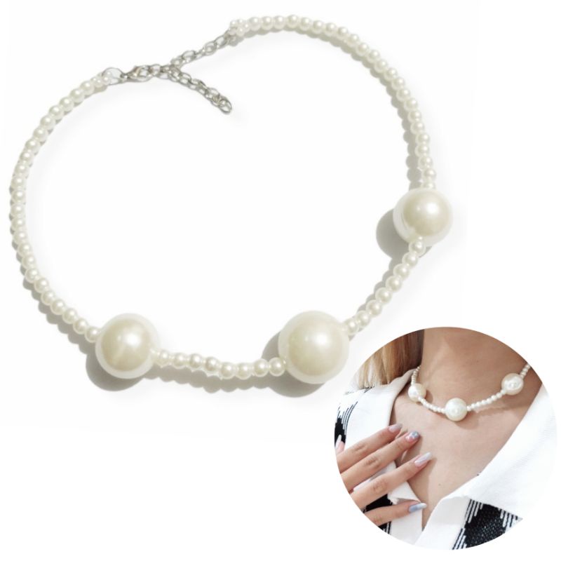 Annaliese Big Pearl Choker Necklace Kalung Mutiara Korea