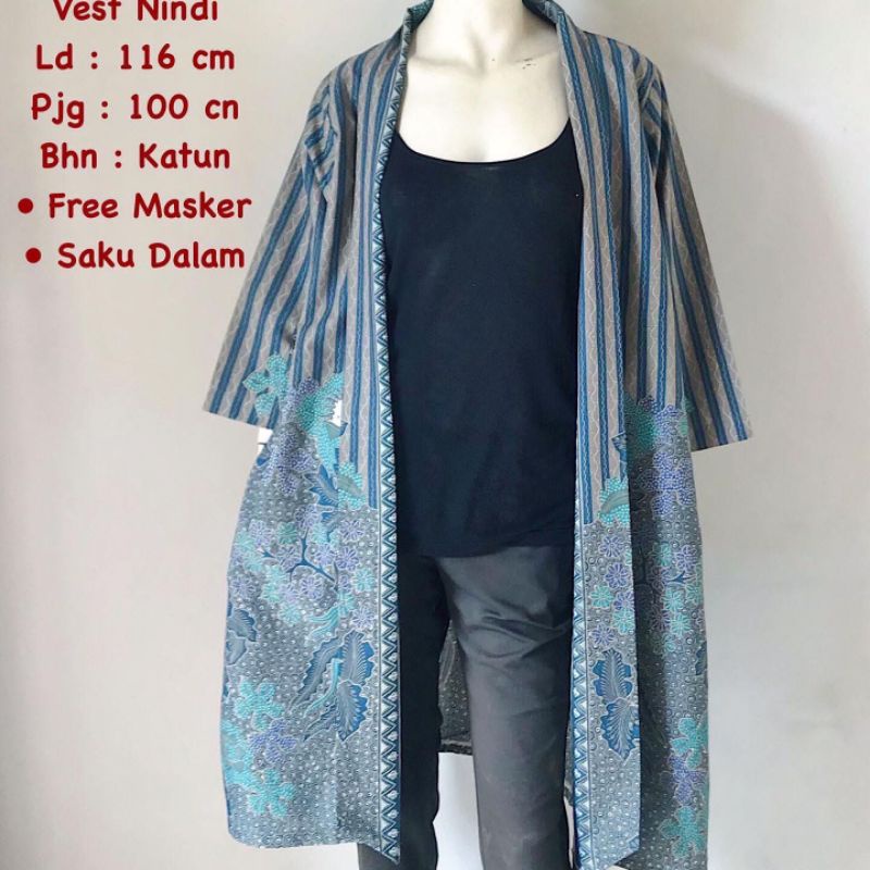 Batik Wanita Big Size Outwear - Vest Nindi