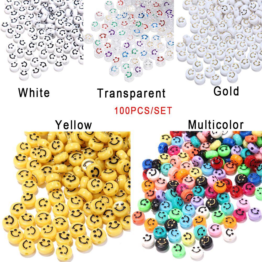 Lily 100 Pcs Spacer Beads New Mixed Kalung Scrapbook Membuat Perhiasan Wajah Tersenyum Polymer Clay