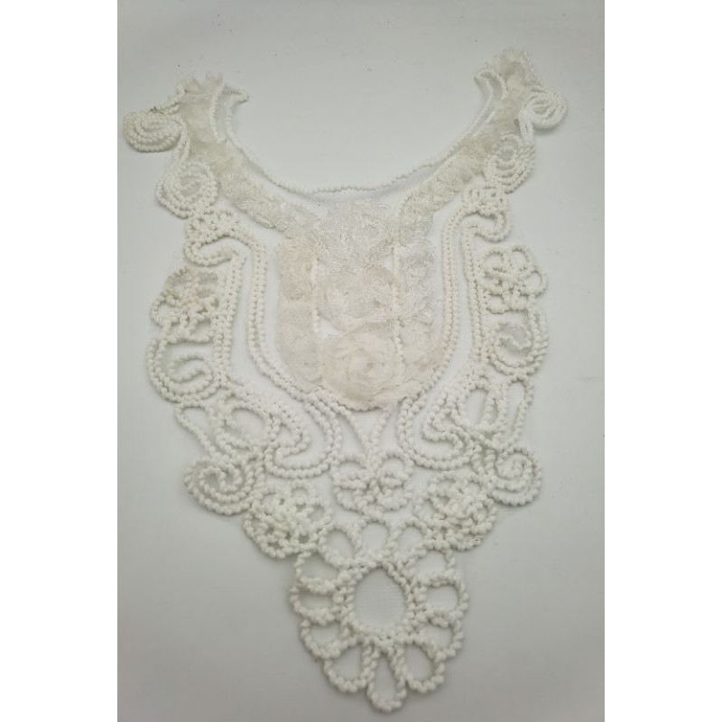 APLIKASI KERAH BAJU WARNA PUTIH BENANG KATUN KAPAS PER PCS