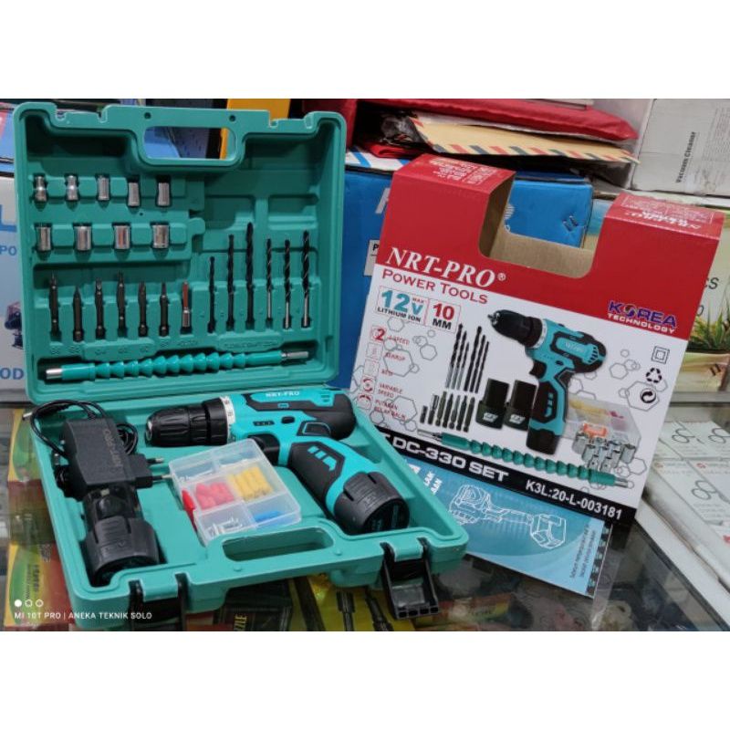 NRT-PRO CORDLESS DRILL 12V BOR BATERAI 12V NRT PRO KOREA TECHNOLOGY DC 330 SET