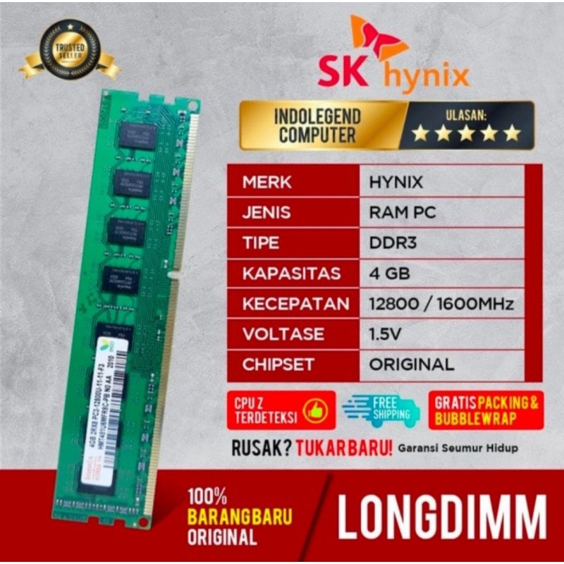 RAM HYNIX LONGDIM DDR3 4GB PC12800