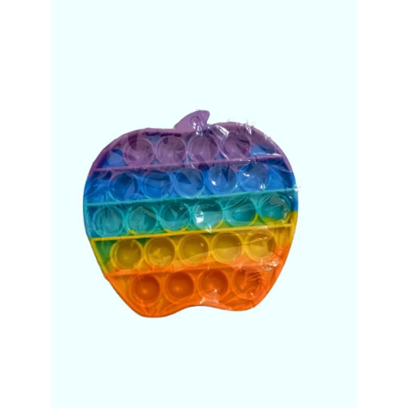 ready Banjarmasin fidget Pop It warna biasa/Pelangi its Mainan anak penghilang stres-Apple rainbow