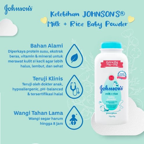 Johnson's Baby Powder 100gr / 75 +25 gr bedak Bayi Johnson Johnsons