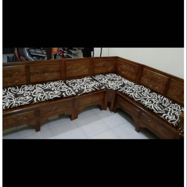 SET Alas duduk kursi kayu pojok