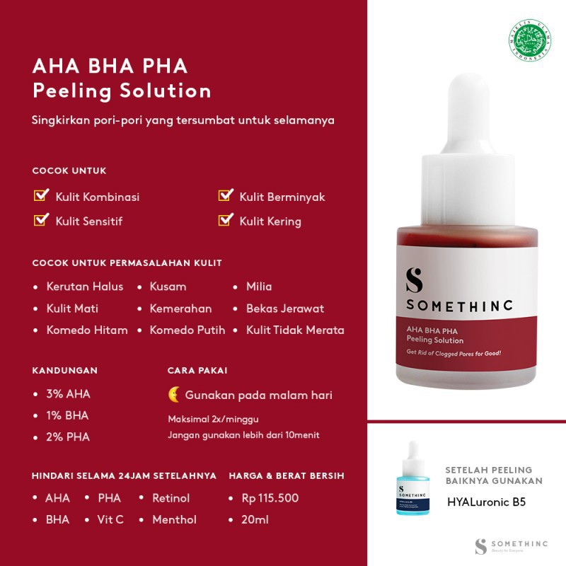 SOMETHINC AHA BHA PHA AHA 7%, BHA 1%, PHA 3% Weekly Peeling Solution BPOM