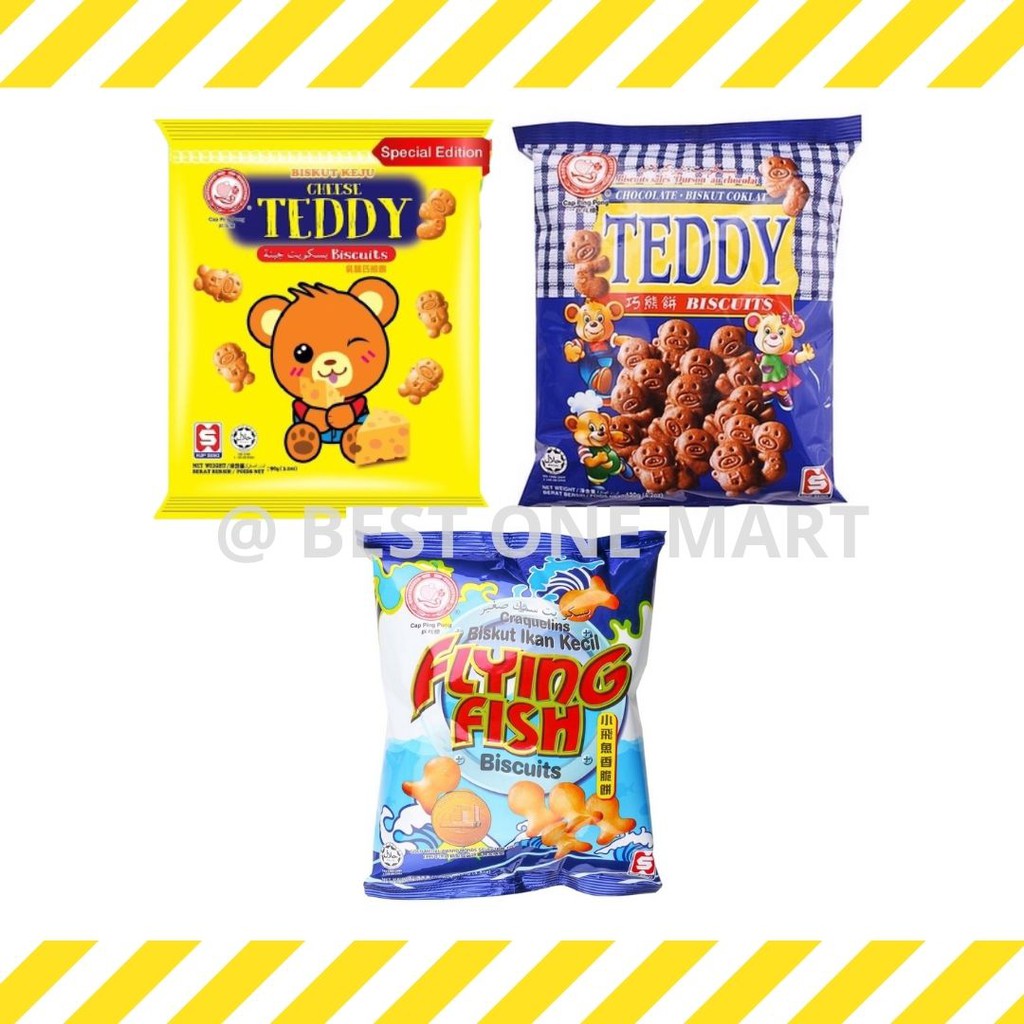 

Hup Seng / Hupseng Flying Fish Snack / Biskuit Ikan / Biscuit Teddy Chocolate Bear Cap Ping Pong