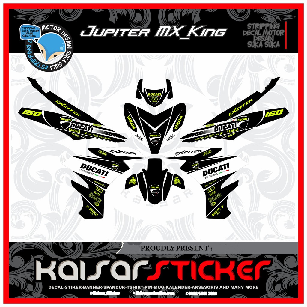 Decal Sticker Motor full body Stiker Yamaha Mx King 150 DUCATI HITAM