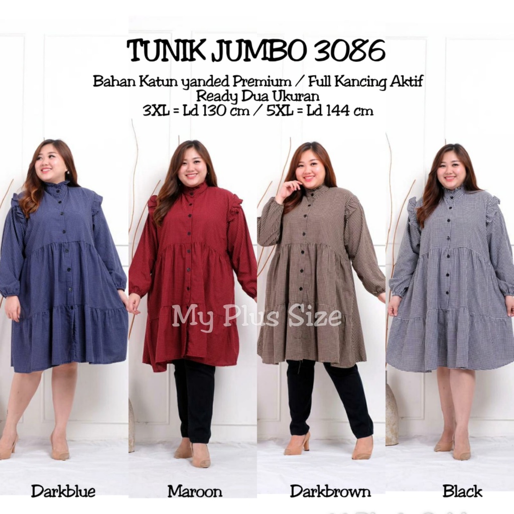 Tunik kotak jumbo 3086,Ld 124 cm 130 &amp; 144 cm